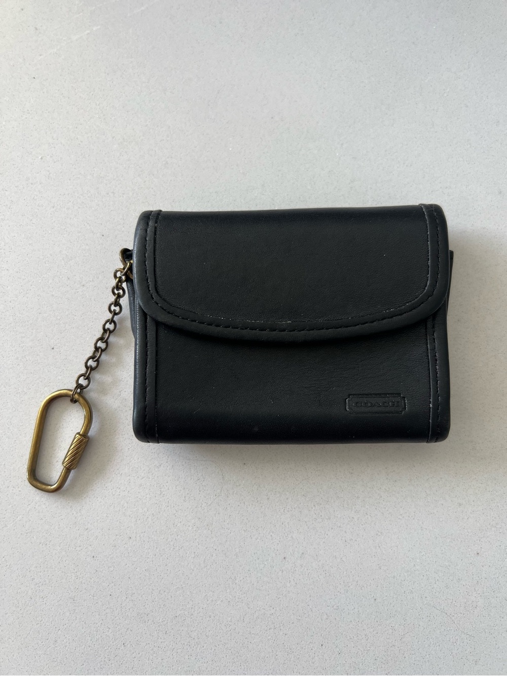 Vintage Coach Black Leather Keychain Wallet Model 7219